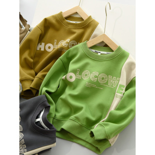 清库 男女童撞色休闲运动上衣 170儿童圆领撞色卫衣