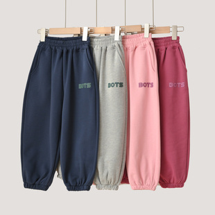 儿童毛圈卫裤 男女童字母收口运动裤 直筒长裤 中大童 春秋款童装