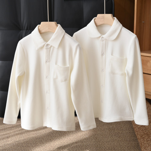 水沐良品A类儿童白衬衫秋冬POLO