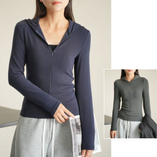 会员拍 230g 女士连帽套头衫 弹力拉链外套 修身外套 秋款 女装