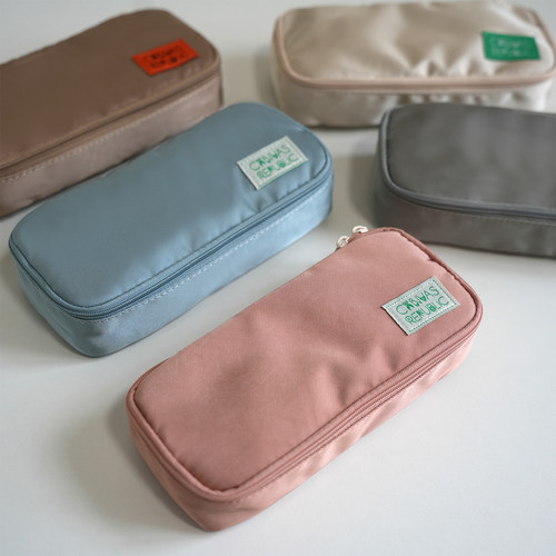 简约纯色防泼水帆布笔袋文具袋