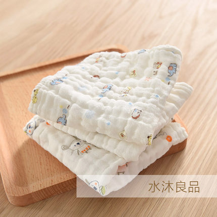 A类儿童水洗纯棉6层纱布 婴幼儿全棉小方巾毛巾 无荧光 山东网店