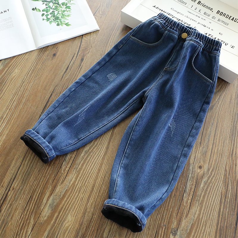 复合一体绒加厚牛仔裤