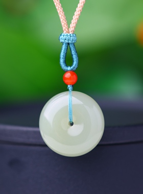 天然和田玉平安扣吊坠男女情侣宝宝款青海料晴水玉石吊坠15963