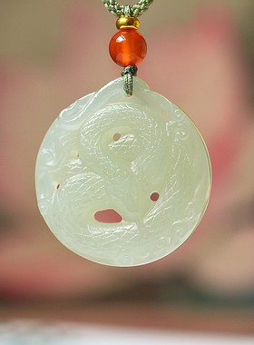 佩戴级精品高脂糯高冰晴水色老坑和田玉青海料《蛇牌》D15611#Q