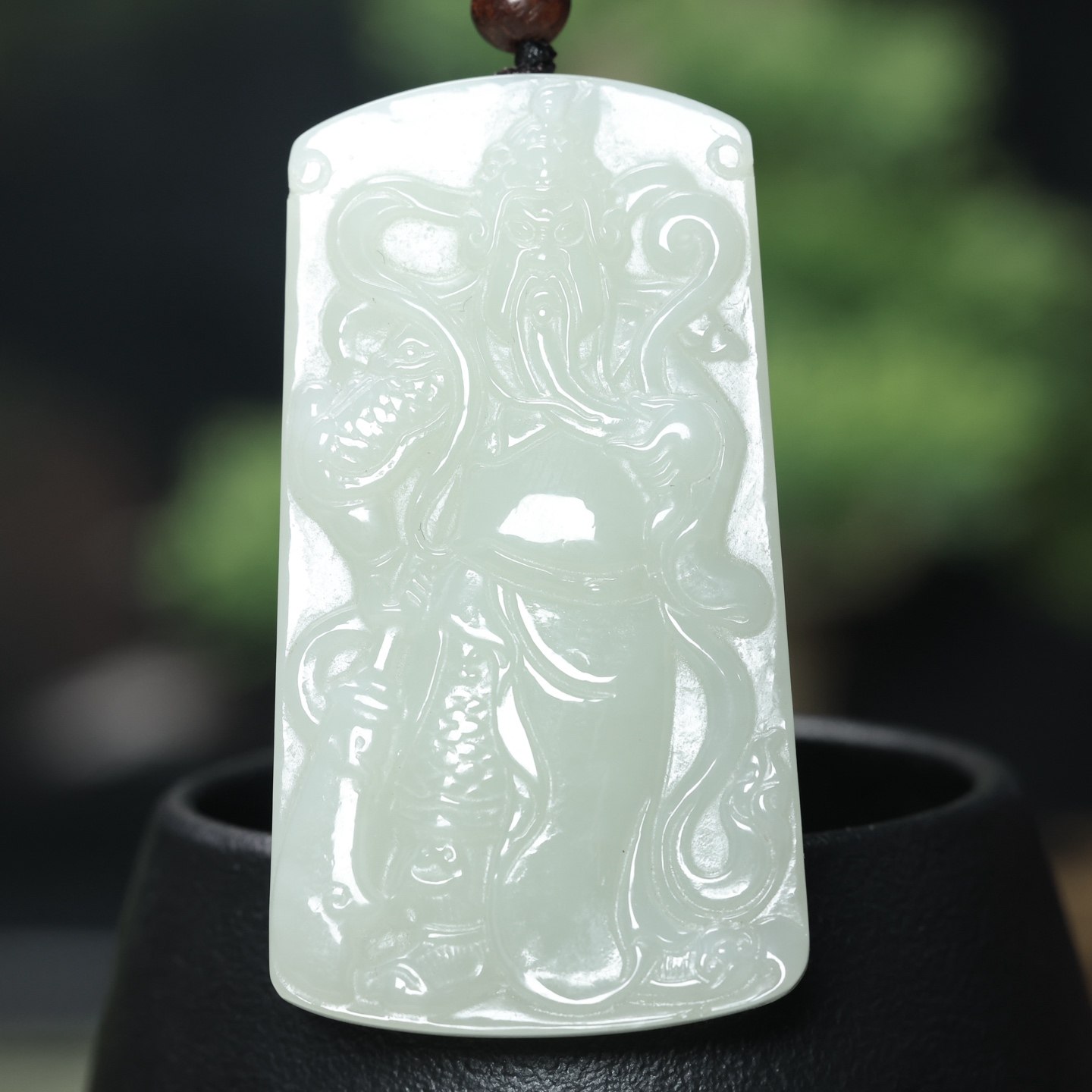 保真和田玉长须关公拿大刀关二爷武财神男士玉牌吊坠牌子挂件3567