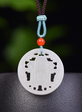 亏爆啦精致和田玉青海老坑料羊脂白玉高冰高油《平安》吊坠D15527