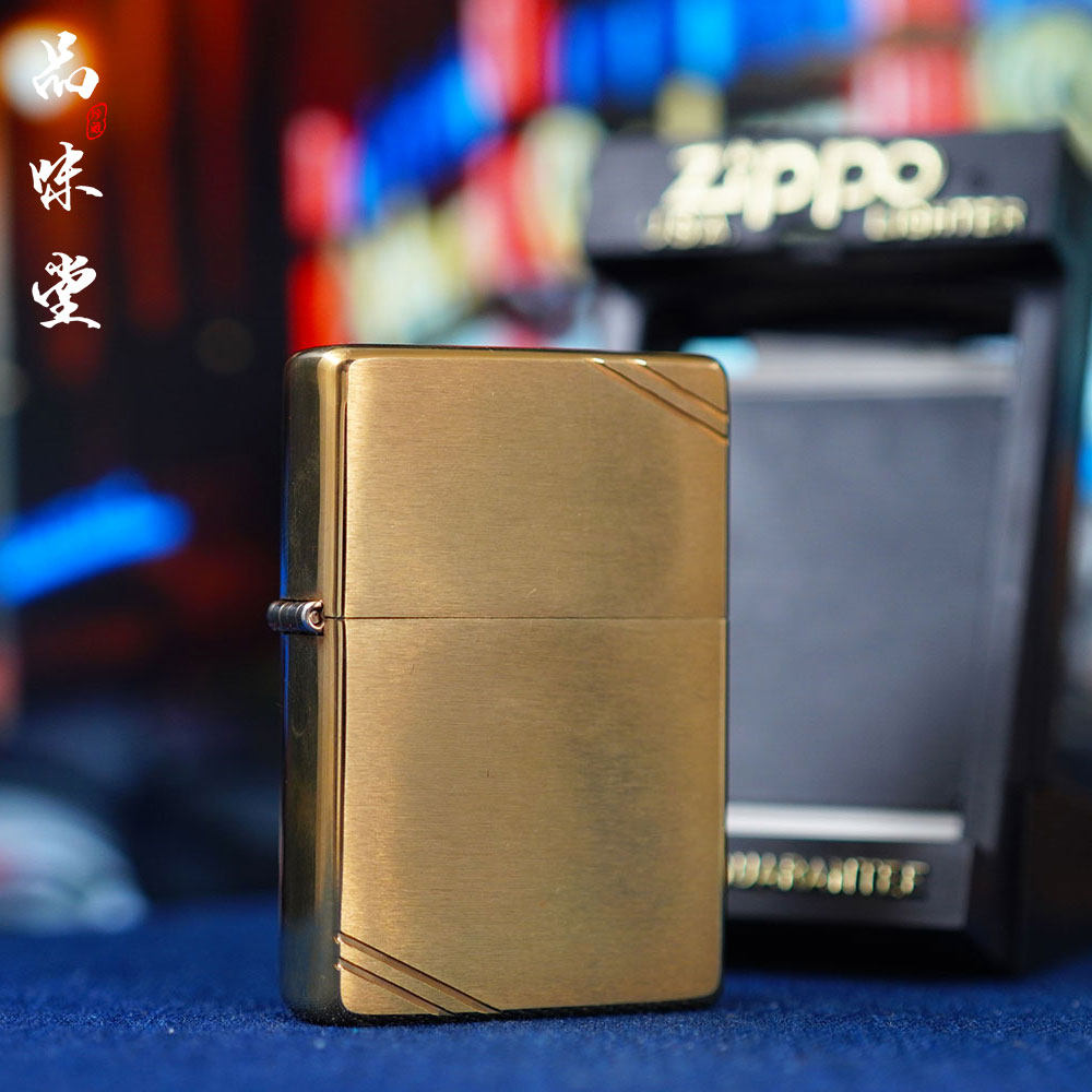 全新2000年美国zippo芝宝37切角纯铜煤油复古打火机原装经典原封