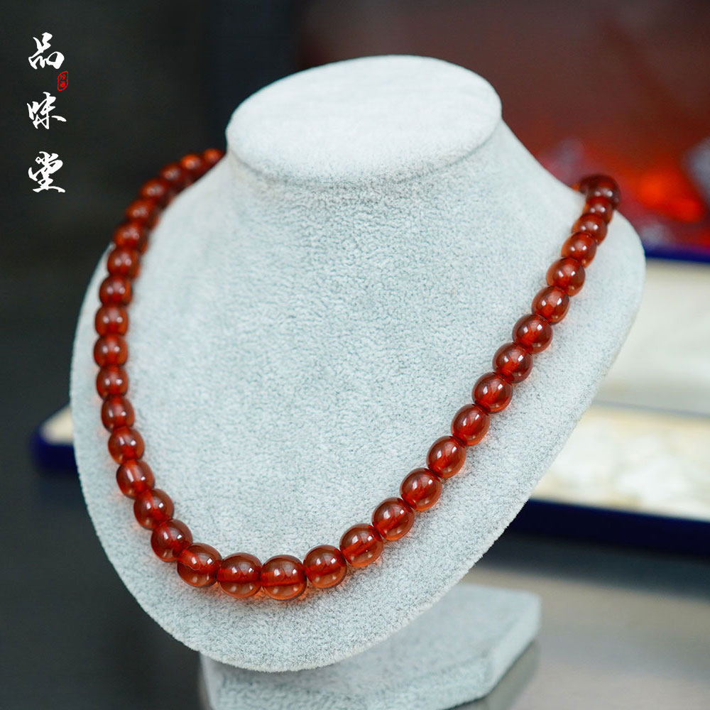 早期日本天然老琥珀蜜蜡项链手链首饰精美自然氧化色原盒全新收藏