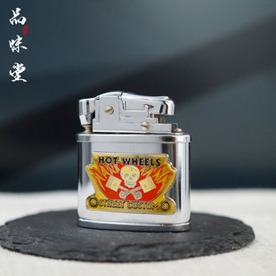 1950年日本纯铜镀铬双层磕头机煤油古董打火机徽章孤品复古男烟具