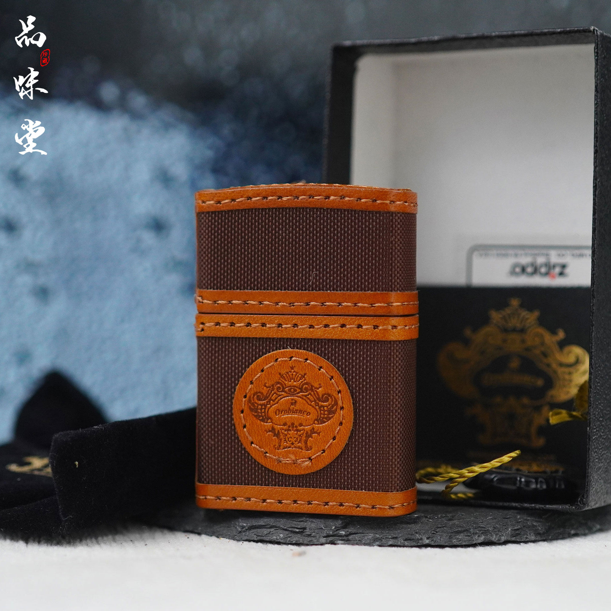 全新2006年美国正品zippo芝宝防风煤油打火机复古棕咖色 真皮包裹