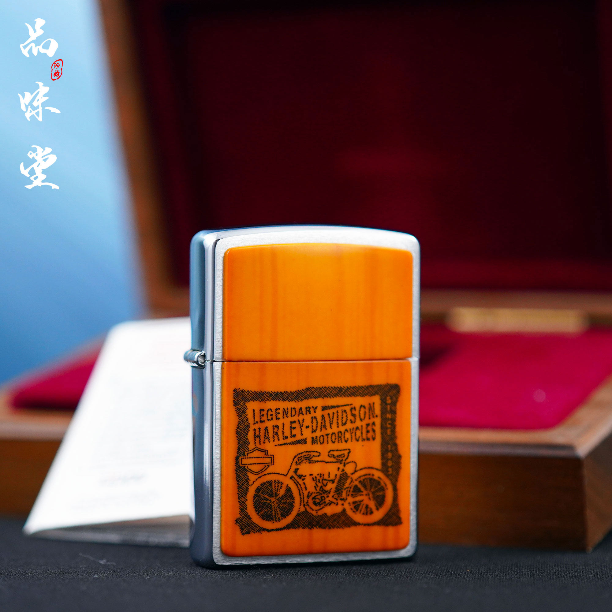 2006年美国zippo芝宝老哈雷摩托木纹限定纪念收藏打火机木盒绝版