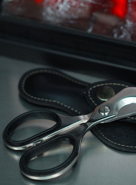 绝版意大利品牌Mastro de paja马氏不锈钢雪茄刀剪刀皮套便携收藏