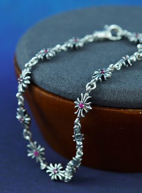 2006年份英国潮牌克罗地心纯银925双面天然宝石十字手链绝版复古