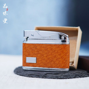 1950年荷兰产纯铜镀铬原厂皮革真皮磕头机纯铜镀铬古董打火机绝版