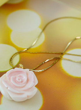 18K金宝石项链吊坠花朵花卉女神