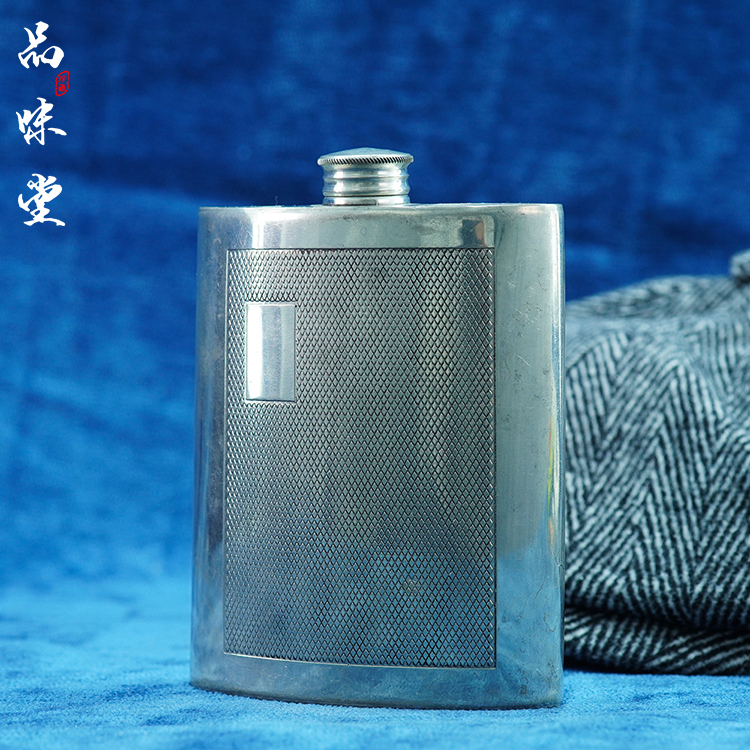 早期英国谢菲尔德PEWTER锡制便携大号酒壶酒瓶户外随身复古经典款