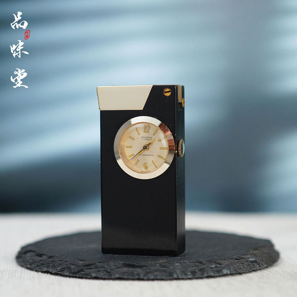 1950年代瑞士NAVARRE机械表镀金黑金煤油古董打火机烟具精美 送礼