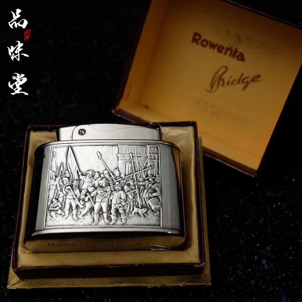 1950年产925纯银德国ROWENTA好运达伦勃朗浮雕夜巡打火机古董包邮