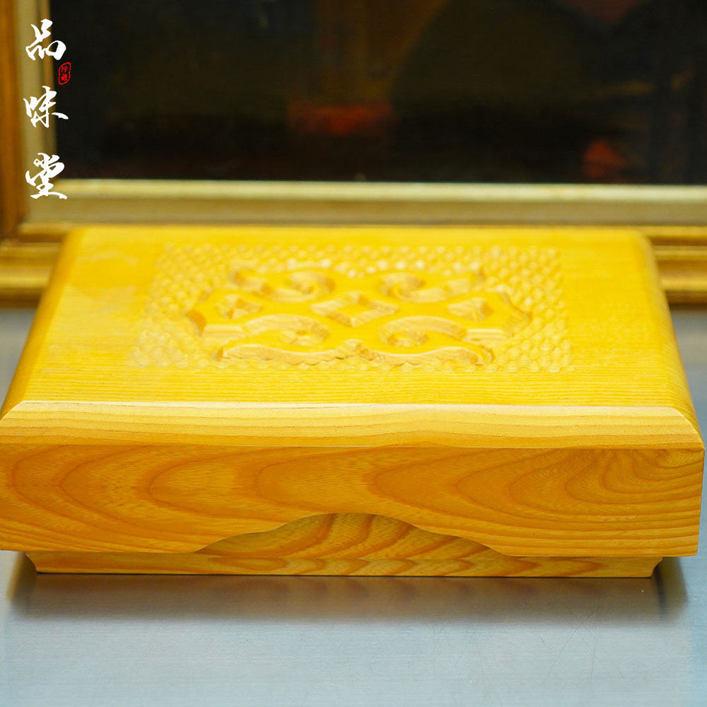 早期日本手工天然榉木桌面收纳盒烟盒雕刻烟具茶道茶室日式复古