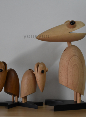 木雕书房客厅创意摆件礼品大嘴鸟