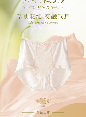 秘语53132中高腰高弹蕾丝提花棉感透气微收腹提臀不勒女内3条包邮