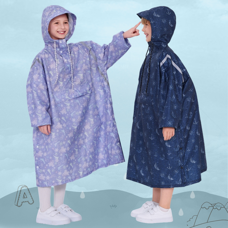 儿童雨衣男女孩中小学生上学专用背包户外出游轻便防水速干雨披