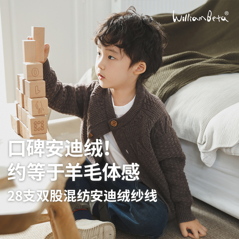 小新贝塔-【安迪绒】羊毛平替!24冬复古圣诞饼干纽扣儿童毛衣开衫