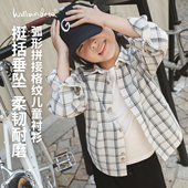 秋复古色织宽松舒适翻领儿童衬衫 小新贝塔 摩登棋盘格