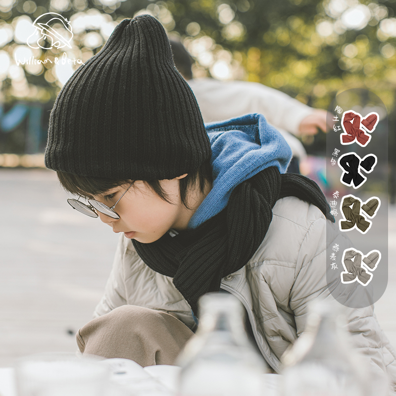 温暖羊毛针织奶嘴帽围巾