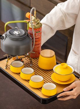 户外卡式炉便携式旅行茶具套装野外露营烧水泡茶器功夫茶杯茶壶