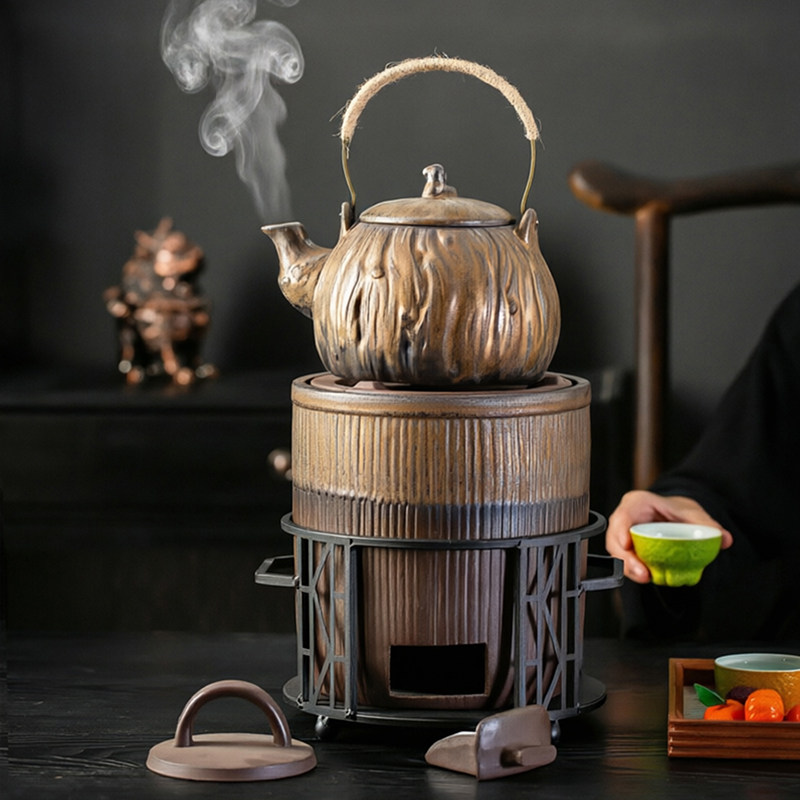 鎏金铁釉炭火富强炉围炉煮茶套装图片