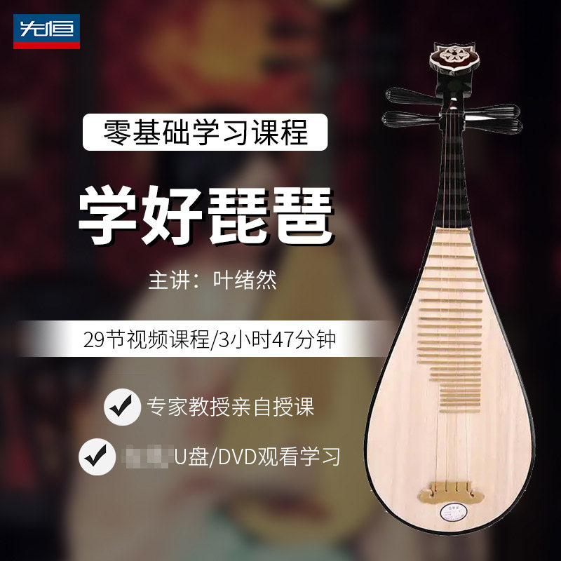 先恒正版零基础名师课程学好琵琶DVD碟片学习教程视频U盘叶绪然