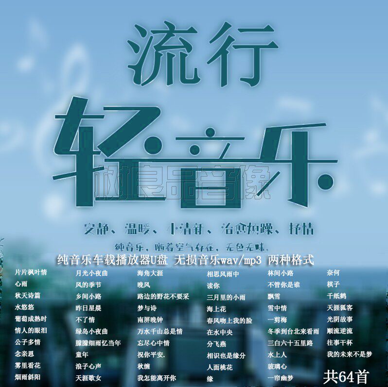 轻音乐MP3汽车载U盘车用高品质优盘餐厅酒店WAV钢琴曲古筝纯音乐
