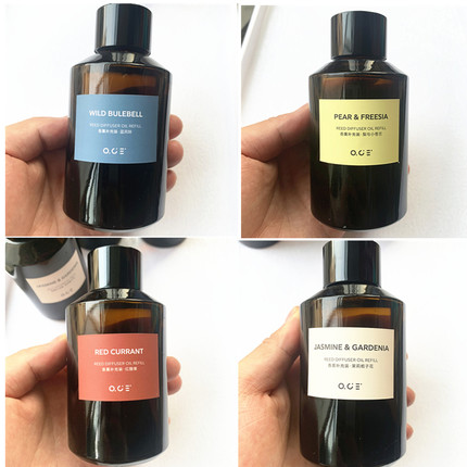 OCE实拍白茶英国梨与小苍兰茶色瓶天然无火香薰补充液替换装香熏