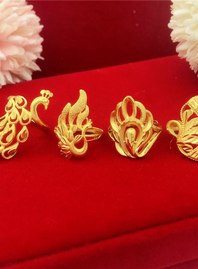 天鹅越南金凤凰孔雀久不褪色戒指