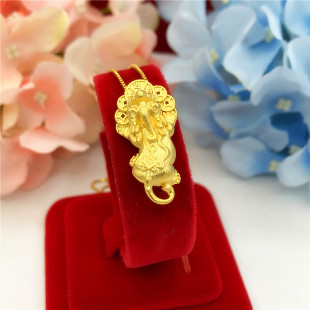 新しい金メッキ貔貅ペンダントネックレス、幸運、模造ベトナム砂金コイン貔貅ネックレス、女性用、長期的な色保持
