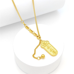 仿真蝴蝶结越南沙金项链女金条镀金上上签假黄金吊坠锁骨链字母D