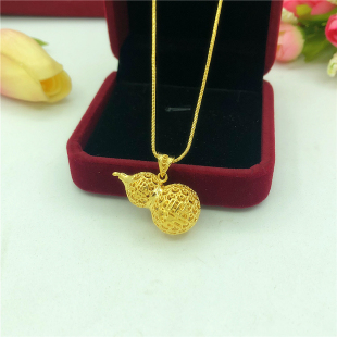 2020新款越南沙金开运福禄葫芦项链女细锁骨链假黄金幸运挂件首饰