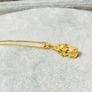 新しい砂金貔貅ペンダントネックレス銅金メッキ固体貔貅金メッキネックレス女性の砂金ジュエリー長期的な色保持