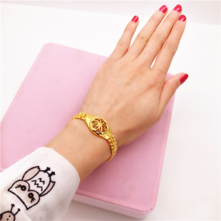 时尚新款沙金手链 仿真假黄金首饰手表殴币饰品 镀金镯子女不掉色