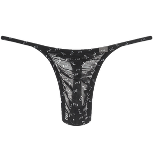U&I男士性感丁字裤一片式向上微囊袋超薄冰丝潮牌时尚图案T内裤