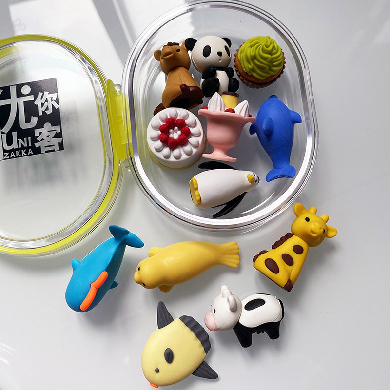 新款日本IWAKO卡通3D拼插橡皮擦动物甜品福袋学生礼品体验