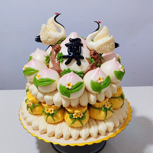 清明祭祀祭拜先祖上坟贡品奠字周年大馒头传统饽饽黄面枣饽饽