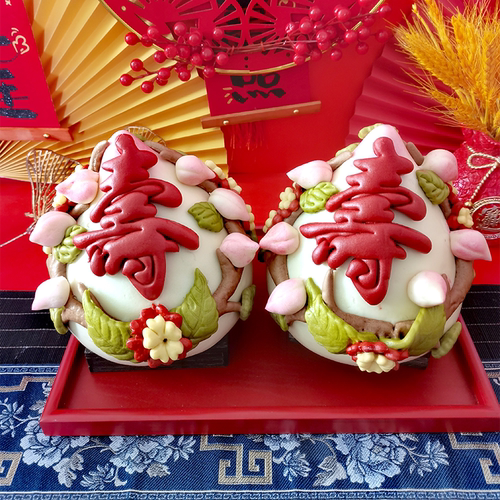 祝寿寿桃生日蛋糕母子连枝桃