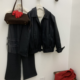 Cecil5简约大牌欧版 宽松百搭pu显瘦白鸭绒皮质保暖羽绒服外套8676