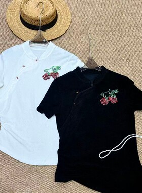 可可-2026夏上新醋酸针织草莓手工钉珠小衫YS173-G303