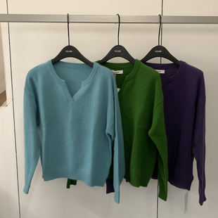 Cecil档口韩系慵懒风v领宽松百搭款 毛衣N10508 套头针织衫