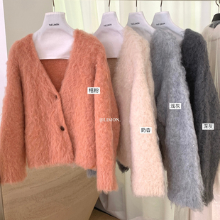 Cecil韩代同款 含8.6绵羊毛 毛衣 123 韩标羊毛圈圈V领开衫