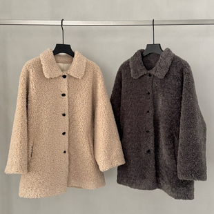 Cecil冬上新翻领排扣中长款 毛毛轻奢大衣A0691